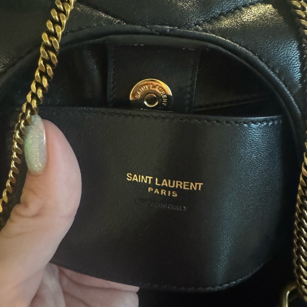 Yves Saint Laurent Black and Gold Quilted Shoulder Bag - Picture 11 of 12